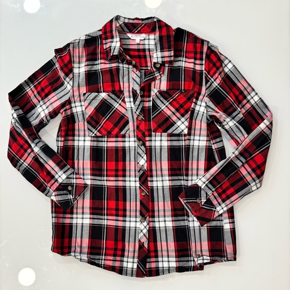 Northern Reflections Plaid Button Down Shirt Women’s Small Red Black Cotton - Picture 4 of 8